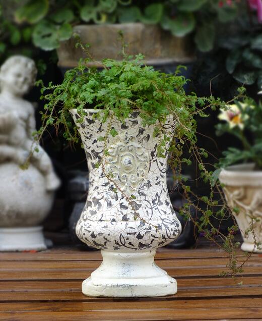 Newly designed old world vintage hand-pressed terracotta floral vase