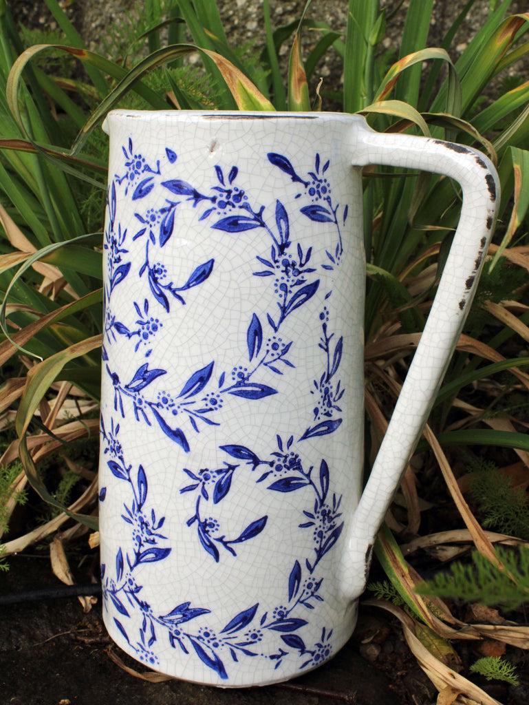 Ceramic Blue and White Floral Pitcher or Vase, 3 prints available
