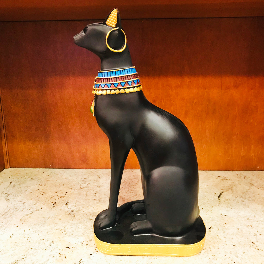 Black Egyptian Ancient Style Cat Goddess Bastet Statue. 2 sizes available.