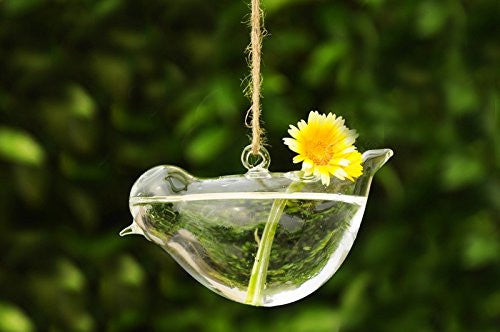 Set of 2 Different Size Hand Blown Glass Bird Shape Hanging Planters o –  goodmanandwife