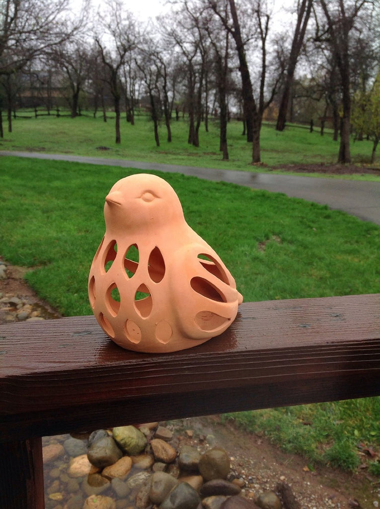 Natural Terracotta Bird Shaped Candle Holder for Indoor or Outdoor Use