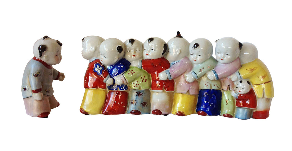Oriental Porcelain Ming Era Boys and Girls Figurines