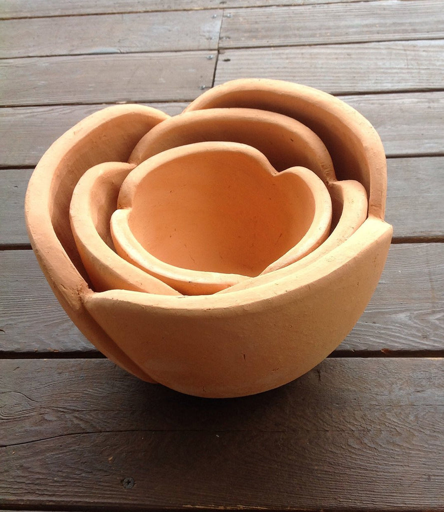 Hand Pressed Ancient Stressed Terracotta Petal Shaped Flower Pot 3 Sizes available