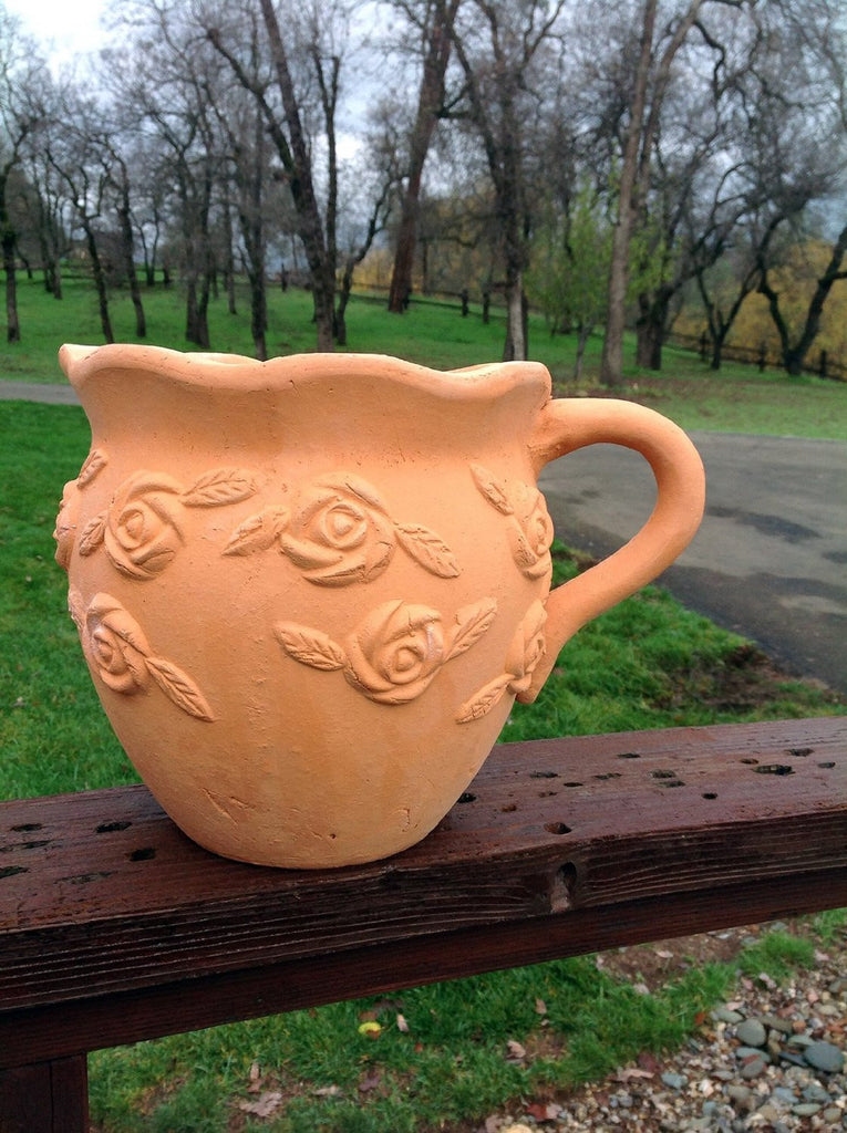 Heavy Hand Pressed Ancient Stressed Terracotta Shaped Pitcher Flower Pot