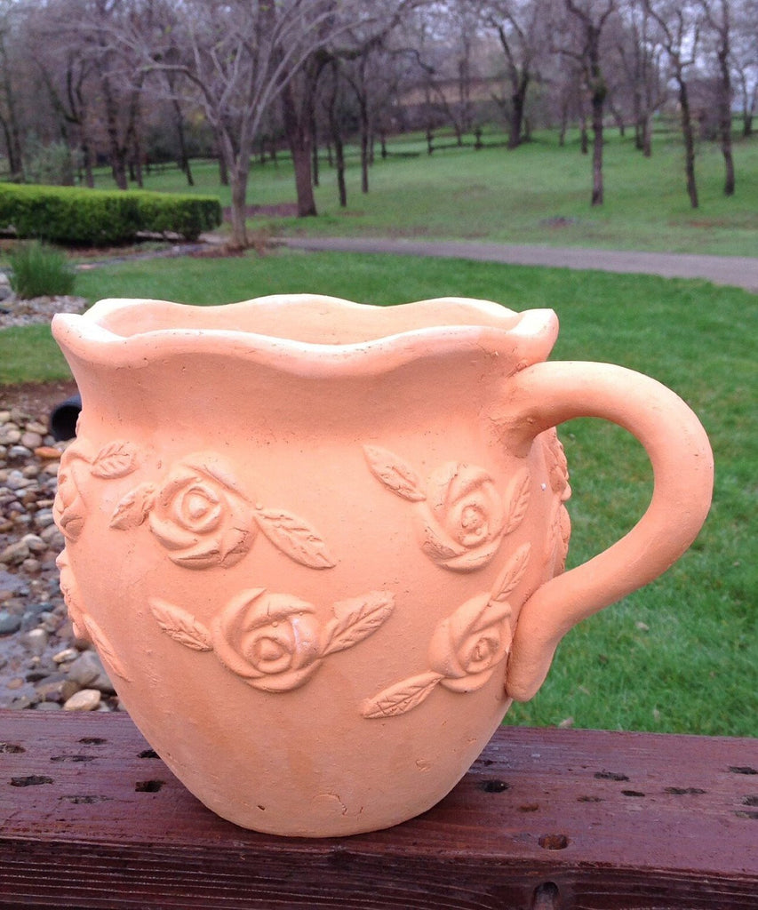 Heavy Hand Pressed Ancient Stressed Terracotta Shaped Pitcher Flower Pot