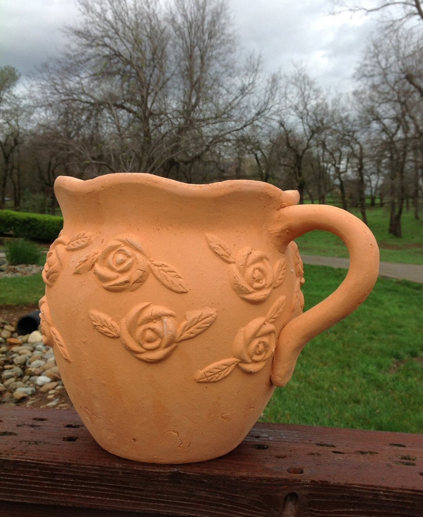 Heavy Hand Pressed Ancient Stressed Terracotta Shaped Pitcher Flower Pot