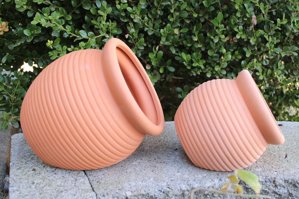 Set of 2 Different Size Natural Terracotta Fallen Pots or Hanging Pots, 2 different sets available.