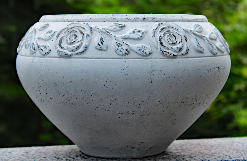 Vintage White Hand-pressed Old World Style Garden pot or planter
