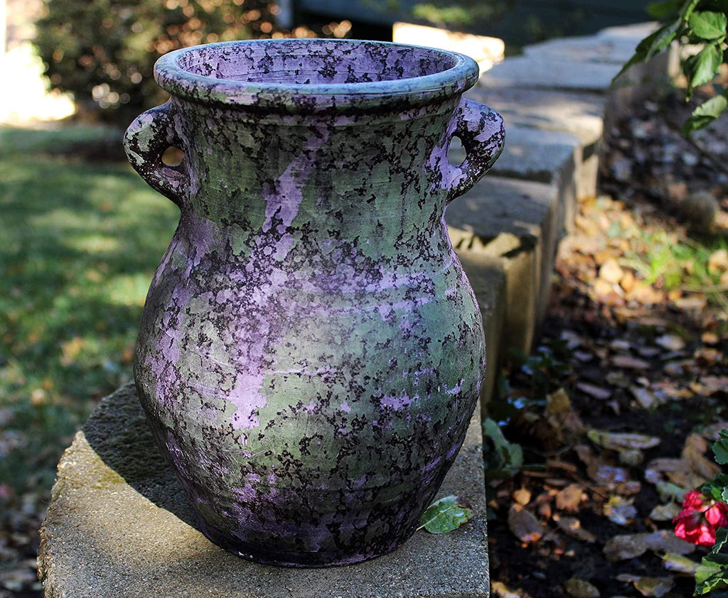 Large Distressed Ceramic vase or Planter, Peeling purple