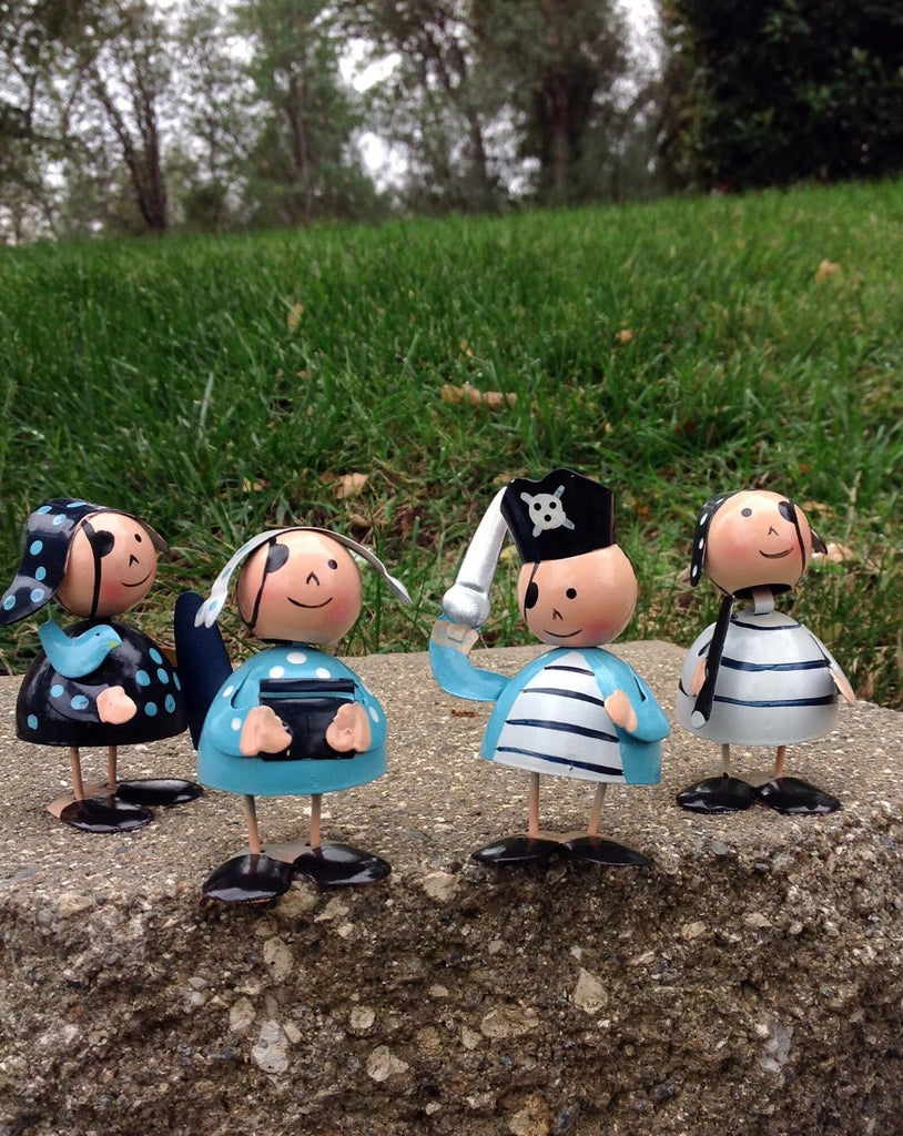 Whimsical Set of 4 Darling Hand Painted Metal Pirate Figurines for Any Occasion