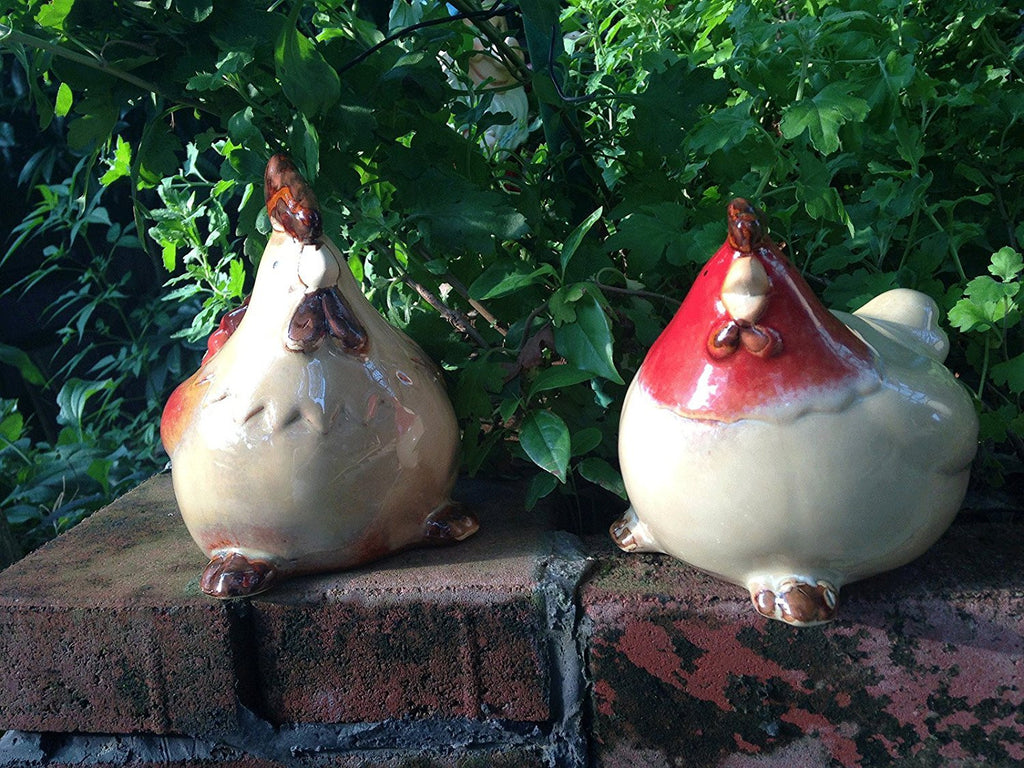 Set of 2 Country Ceramic Rooster and Hen Couple Figurines