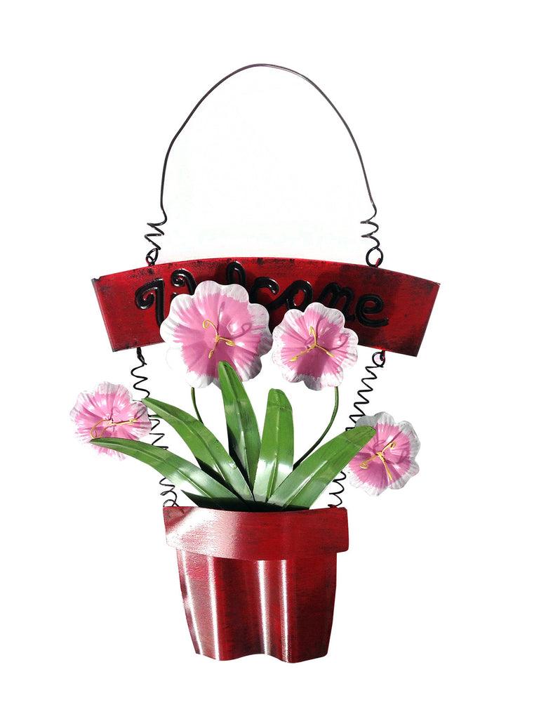 Decorative Shabby Chic Welcome Sign with Floral Planter, 4 Colors Available.