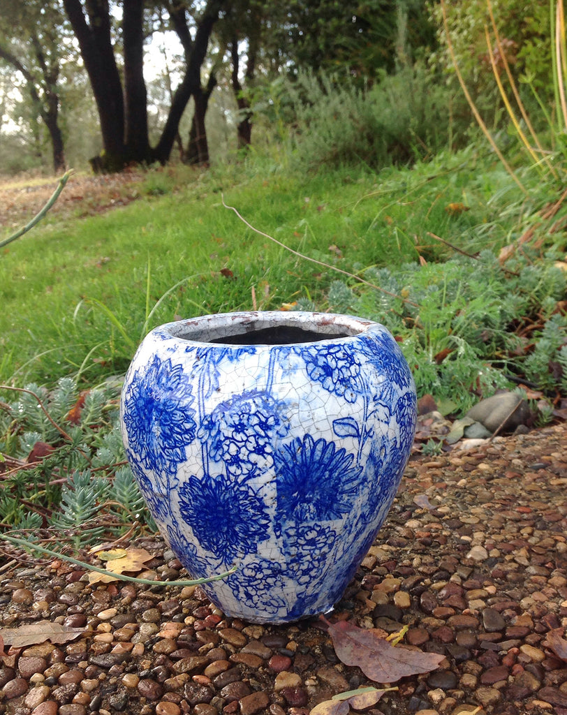 Old world vintage blue and white ceramic garden planter 3 different designs available