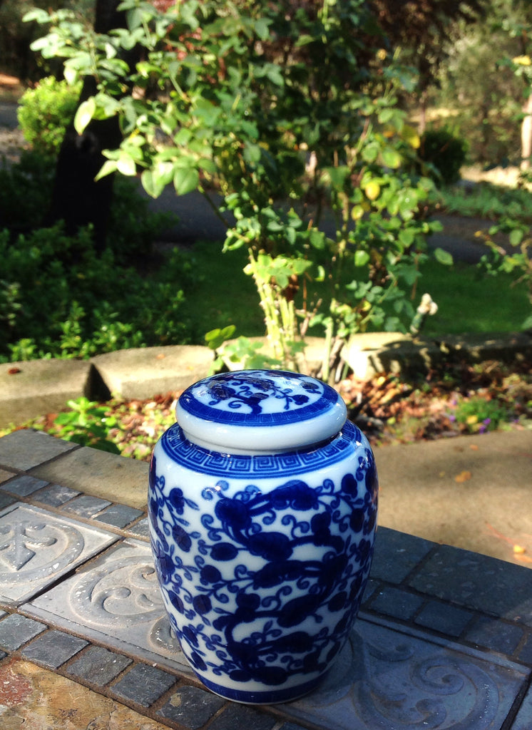 Blue and White Chinese Floral Pattern Porcelain Tea Storage Container 2 sizes available