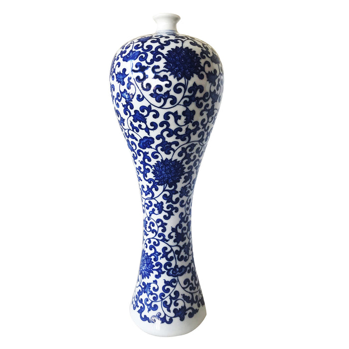 Classic Blue and White Porcelain Floral Porcelain Slender Beauty Decorative Vase