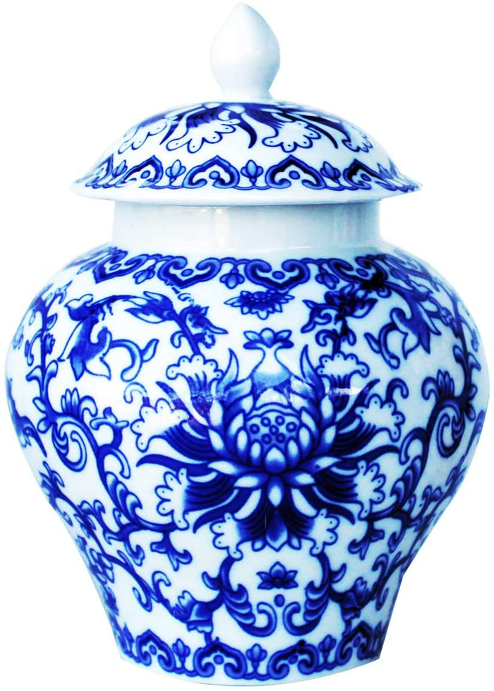 Classic Chinese Vintage Blue and White Floral Globe Porcelain