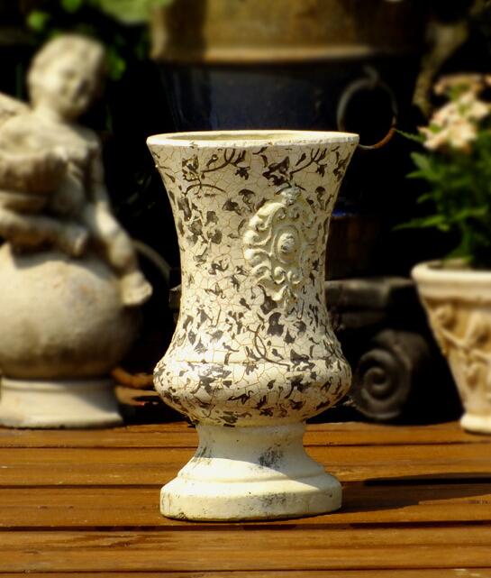 Newly designed old world vintage hand-pressed terracotta floral vase