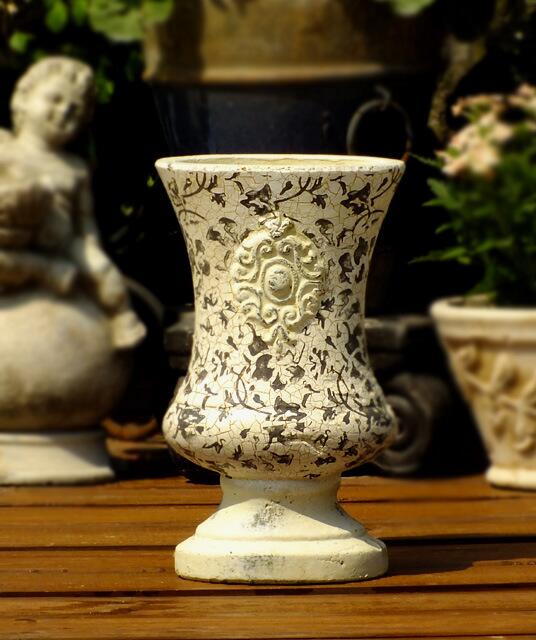 Newly designed old world vintage hand-pressed terracotta floral vase
