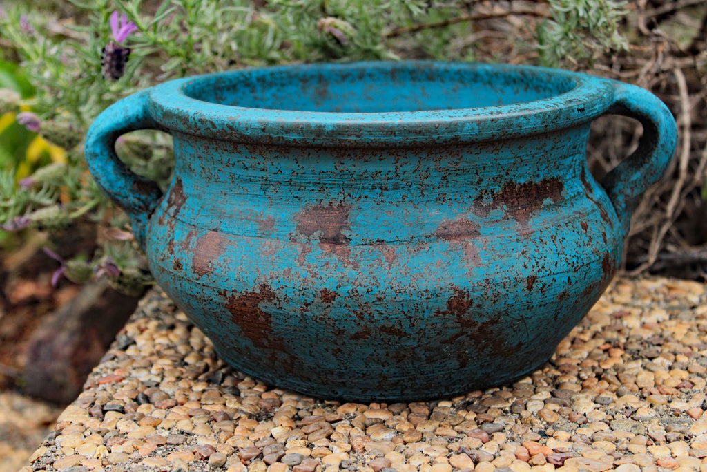 Egyptian Era Designed Earthen Ware Terra-Cotta Vessel/Planter with Looped Handles. 2 COLORS AVAILABLE