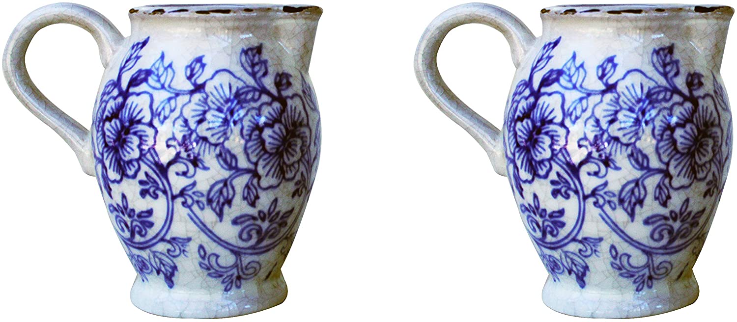 Philippa Whittle“The Blue Jug”ビンテージ 額 Wedgwood Embossed Queens Ware Pitcher Blue On White. For