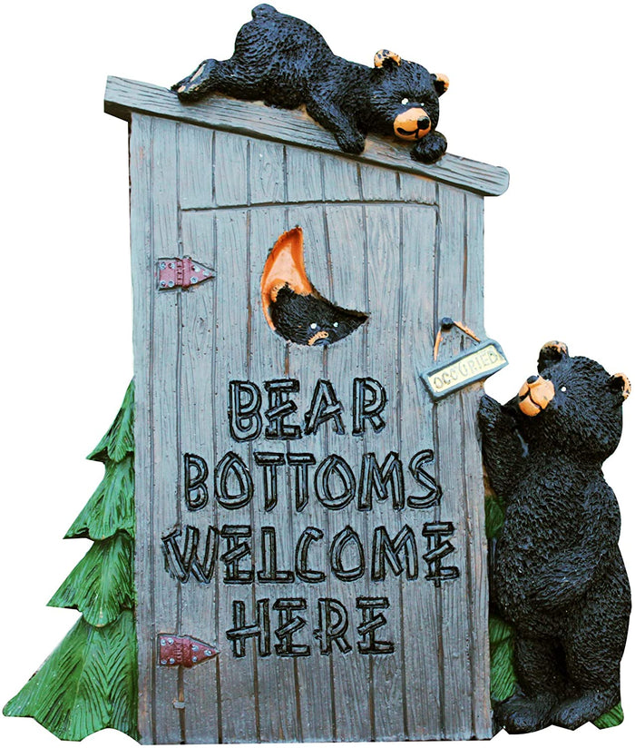 Poly Resin Decorative Wall Plaque "Bear Bottoms Welcome"