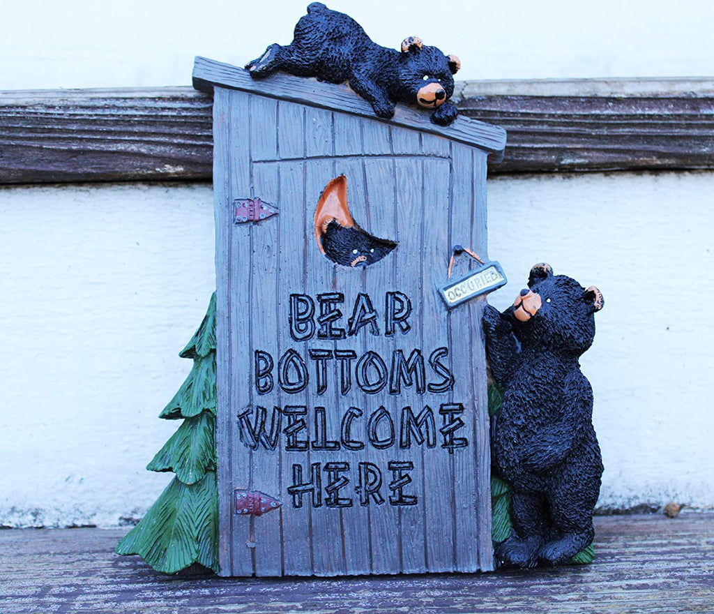 Poly Resin Decorative Wall Plaque "Bear Bottoms Welcome"