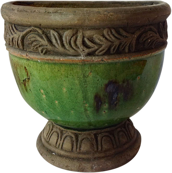 Old world hand-pressed terracotta glazed hanging pot 3 colors available