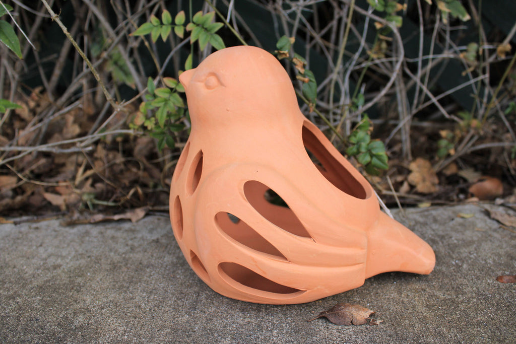 Natural Terracotta Bird Shaped Candle Holder for Indoor or Outdoor Use
