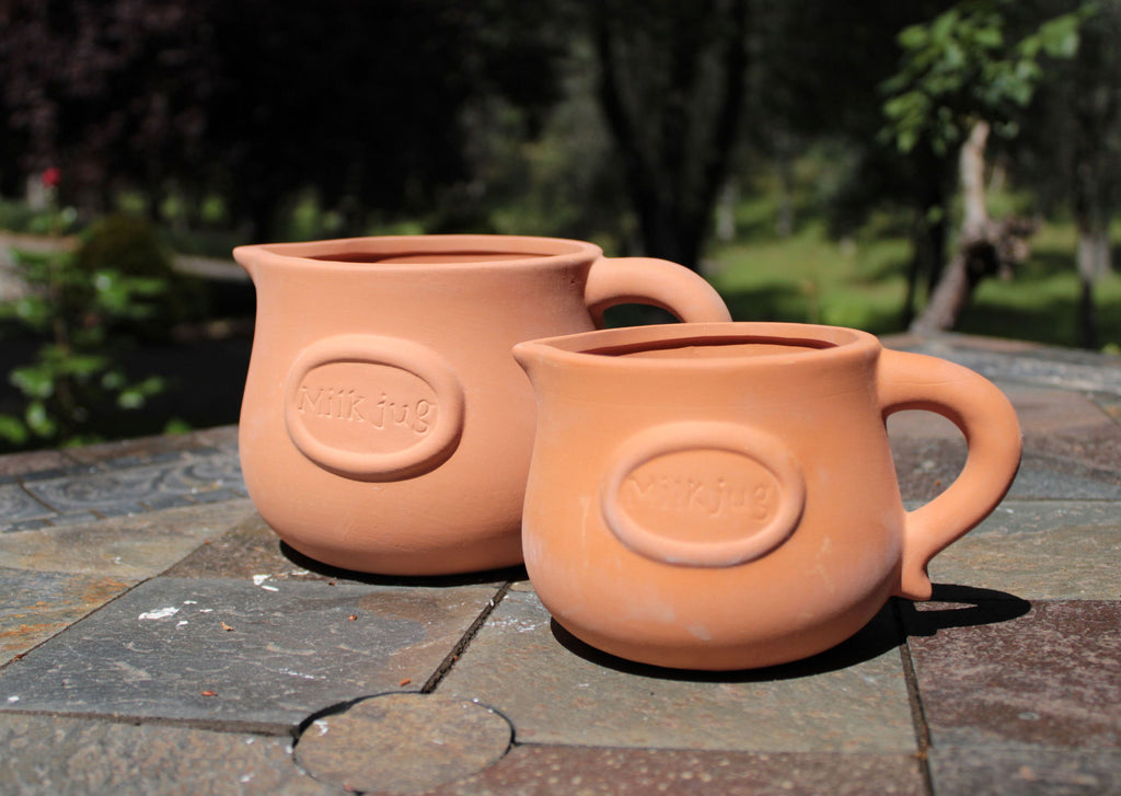 Set of 2 Different Sized Terracotta 'Milk Jug Badged' Planter