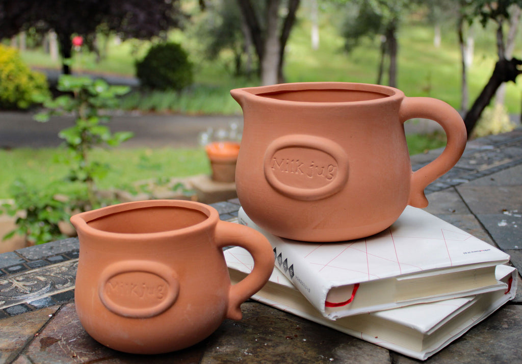 Set of 2 Different Sized Terracotta 'Milk Jug Badged' Planter