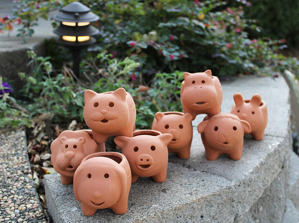 animal shaped pots for plants Set of 8 Adorable Terracotta Mini Animal Shaped pots . 8 Creatures Available