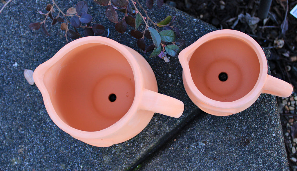 Set of 2 Different Sized Terracotta 'Milk Jug Badged' Planter