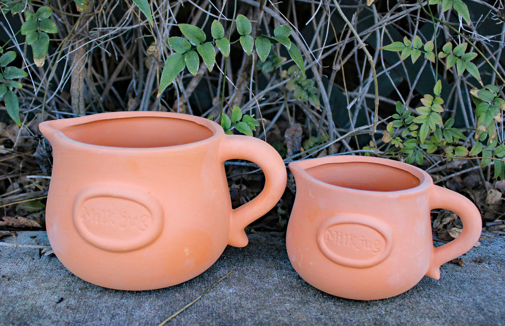 Set of 2 Different Sized Terracotta 'Milk Jug Badged' Planter