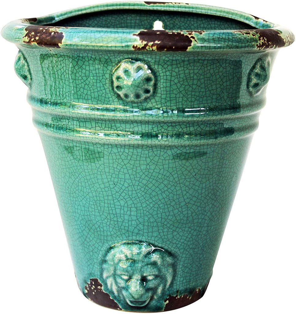 roman style plant pots Old World Roman Style Wall Hanging Planter in Cracked Ice Ceramic Fini – goodmanandwife