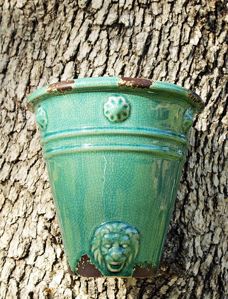 Old World Roman Style Wall Hanging Planter in Cracked Ice Ceramic Finish, 4 colors available