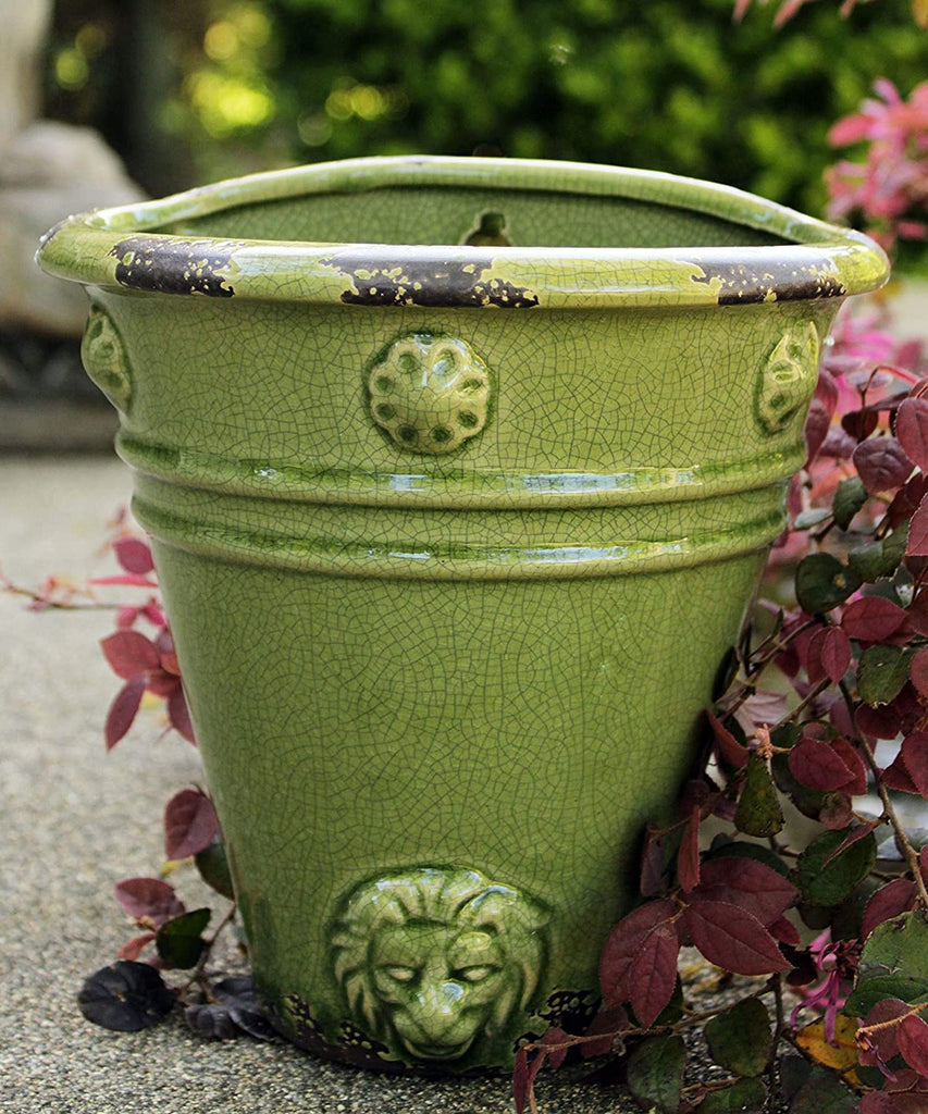 Old World Roman Style Wall Hanging Planter in Cracked Ice Ceramic Finish, 4 colors available