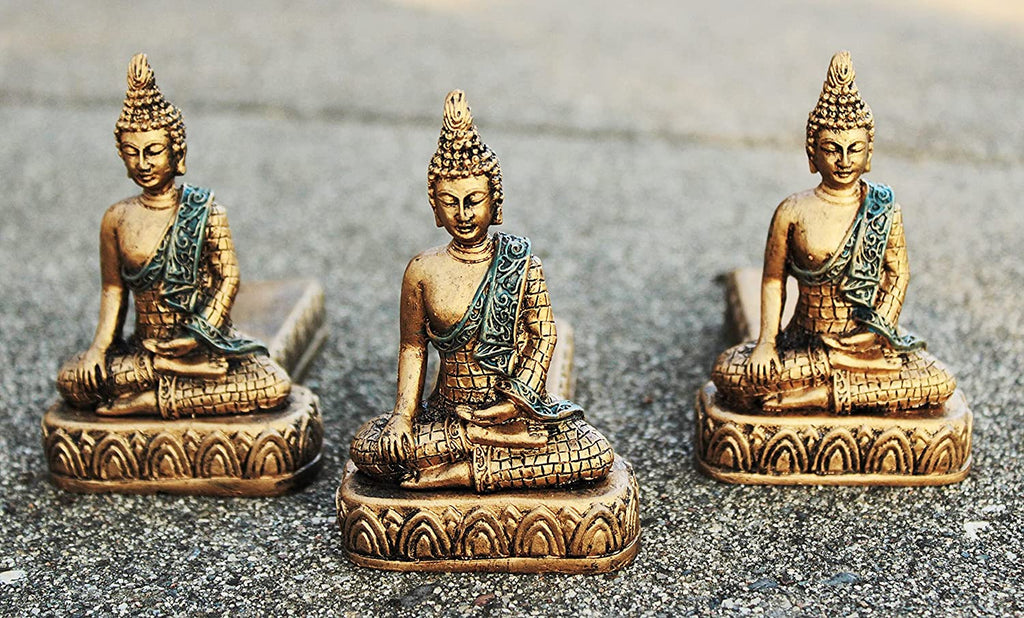 Poly Resin Garden Pot risers or Pot feet , Buddha Shape Vintage Gold