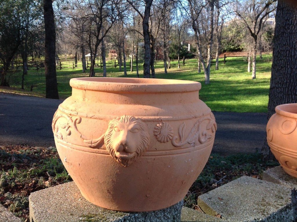 Large Heavy Hand Pressed Natural Terracotta Urn Shaped Garden Planter (Out-Stock)