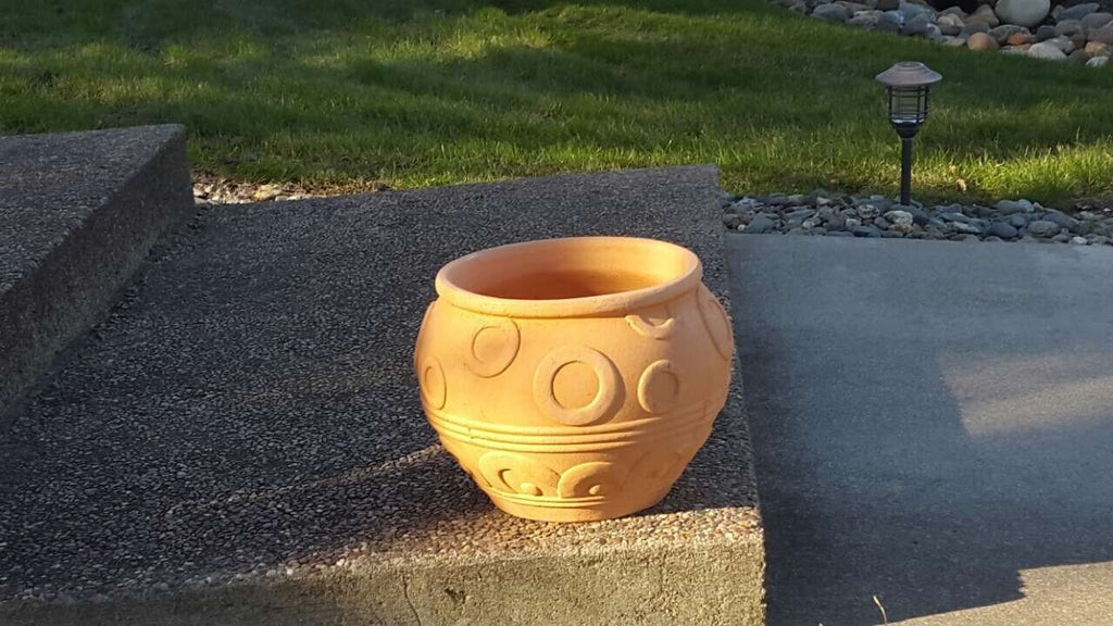 Large Heavy Hand Pressed Natural Terracotta Round Garden Planter
