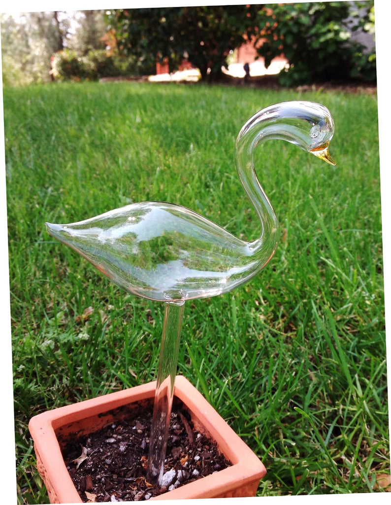 plant self watering globe set Set of 3 Small Hand Blown Glass Self Watering Globes Ladybug, Swan and – goodmanandwife