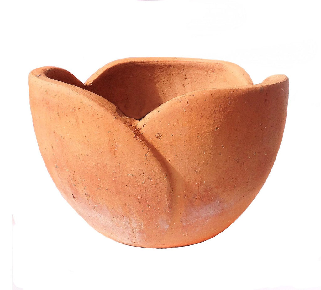hand shaped plant pot Hand Pressed Ancient Stressed Terracotta Petal Shaped Flower Pot 3 Sizes available
