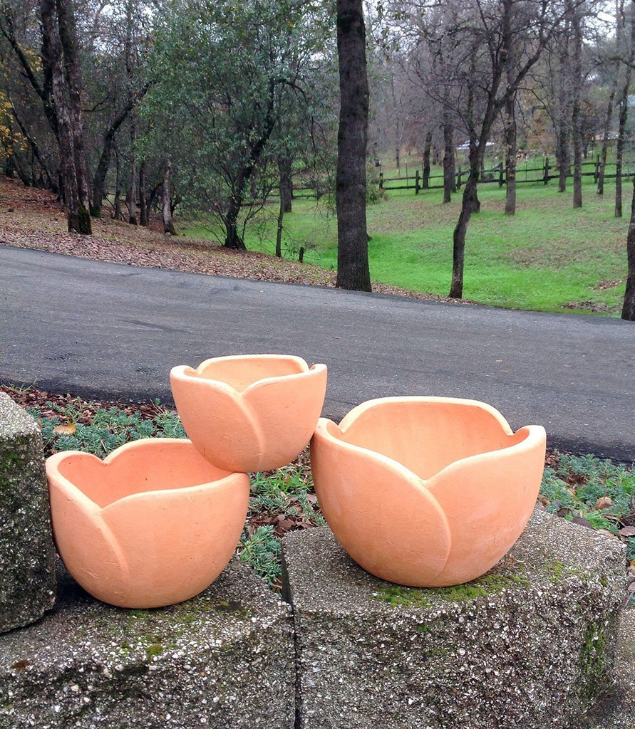 Hand Pressed Ancient Stressed Terracotta Petal Shaped Flower Pot 3 Sizes available