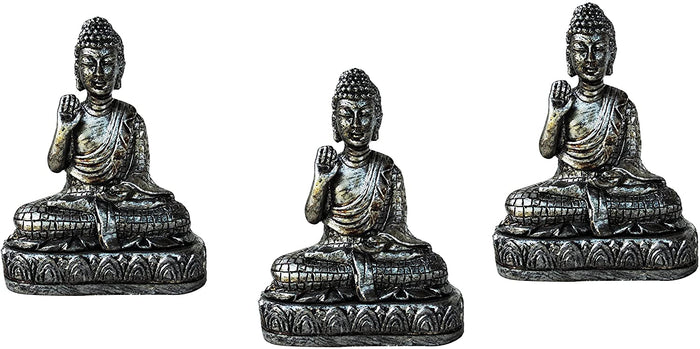 Poly Resin Garden Pot risers or Pot feet , Buddha Shape Pewter
