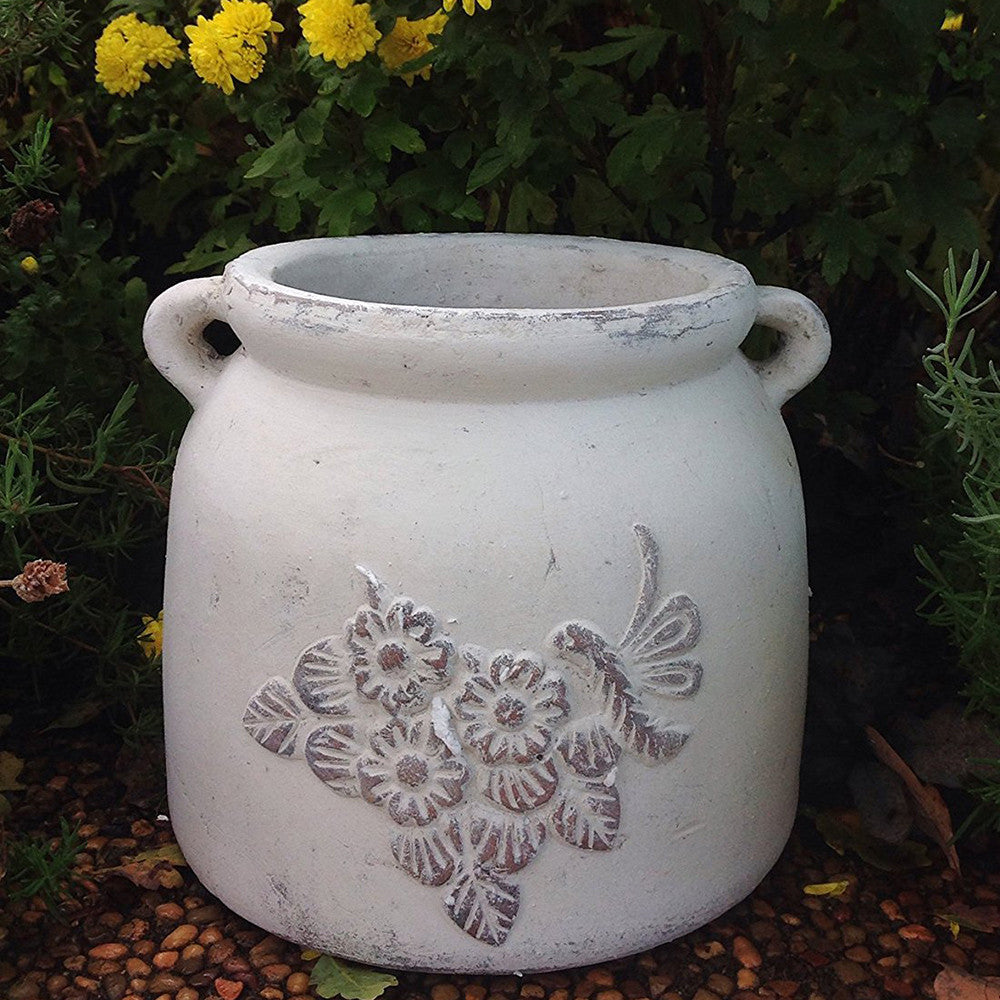 2 Colors available. Heavy Hand Pressed Flower pots with Dragonfly embellished