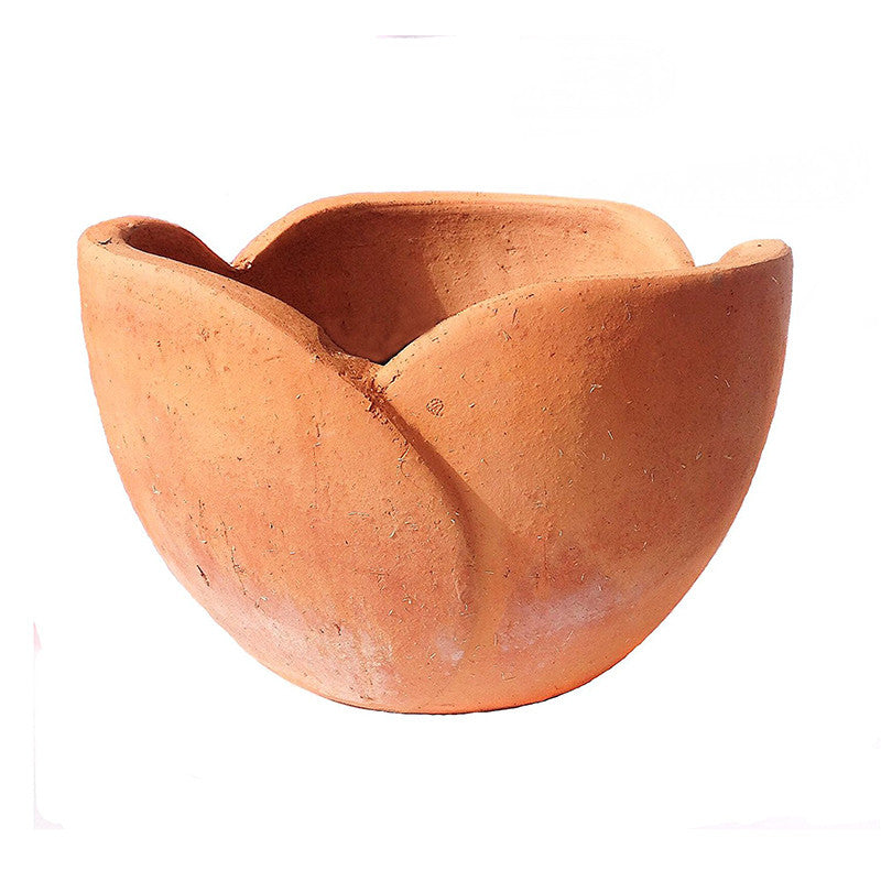Hand Pressed Ancient Stressed Terracotta Petal Shaped Flower Pot 3 Sizes available