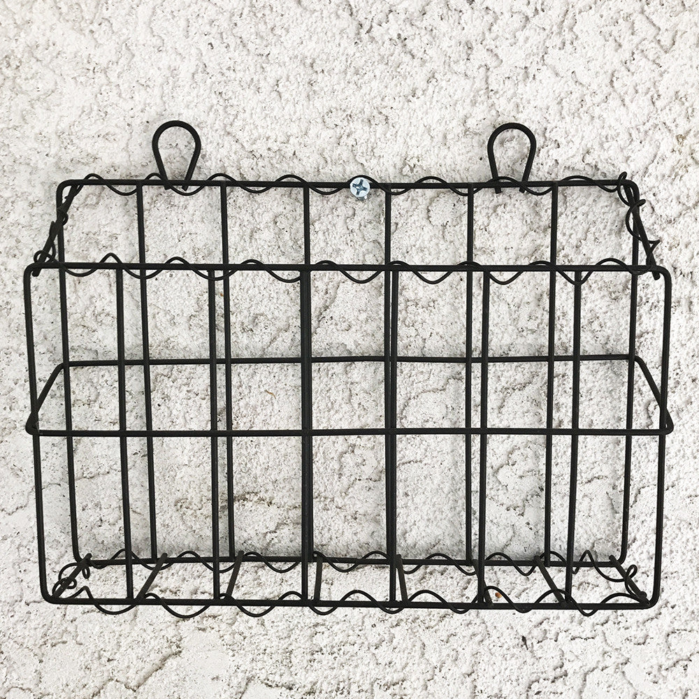 Antique Black Wall Mounted Iron Mail Magazine Rack Utility Organizer