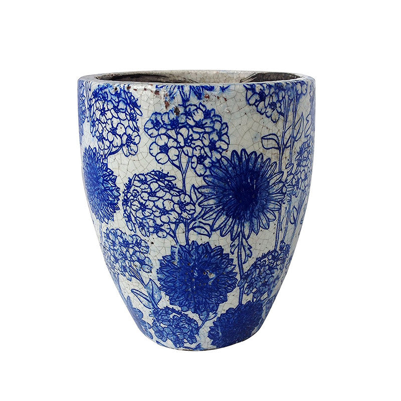 Old world vintage blue and white ceramic garden planter 3 different designs available