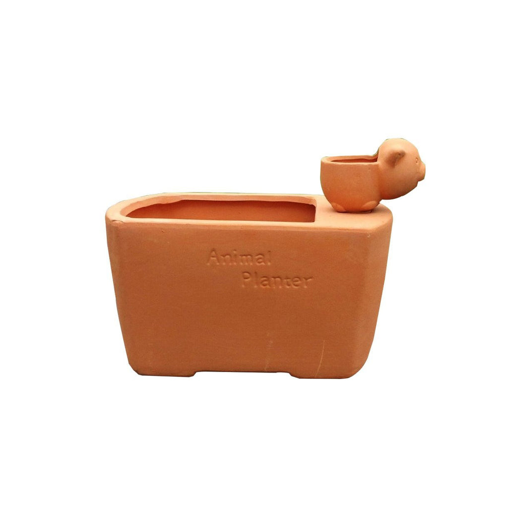 Fun Natural Terra Cotta Flower Planter with Different Animal Shaped Watering Spike
