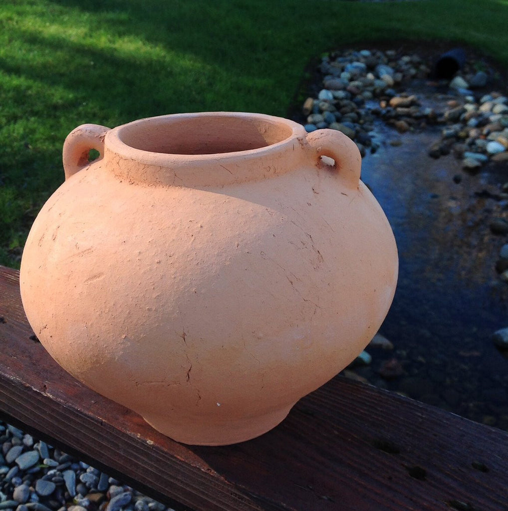 Heavy Hand Pressed Ancient Terracotta Round Flower Pot 2 colors available.