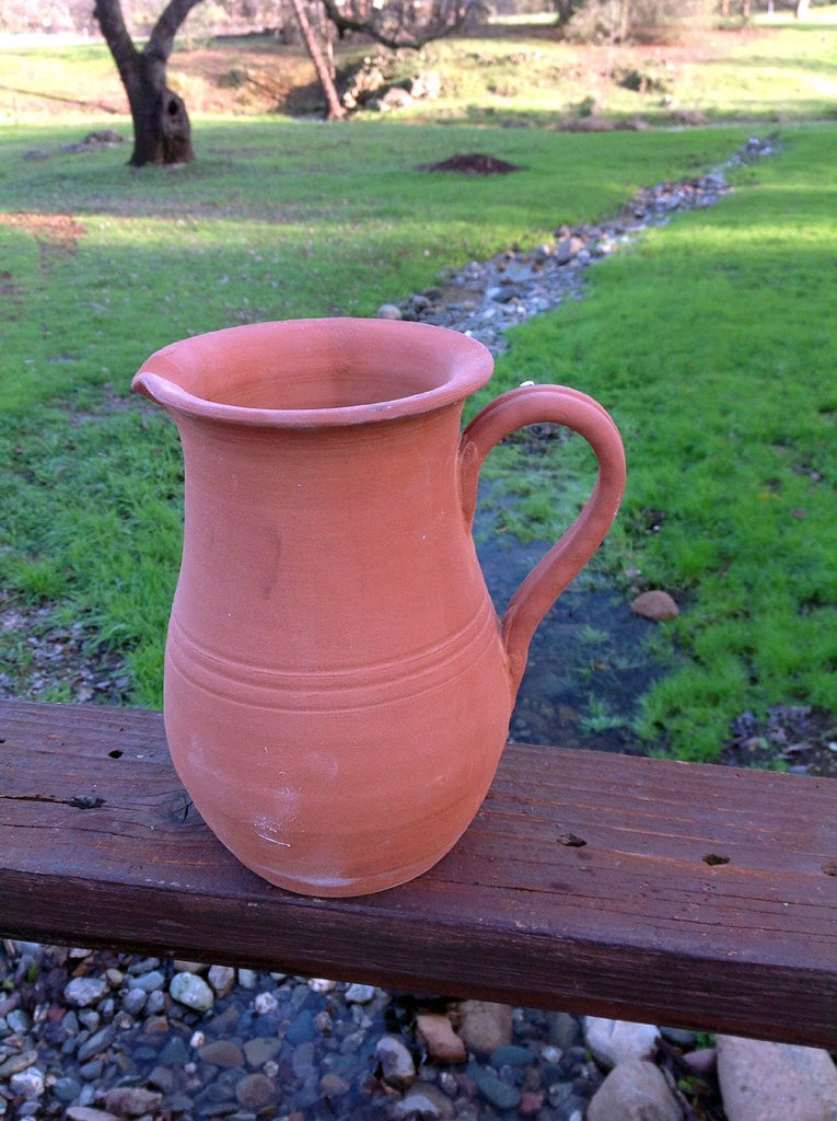 Hand Thrown Heavy Terracotta Pitcher Shaped Planter with Large Handle